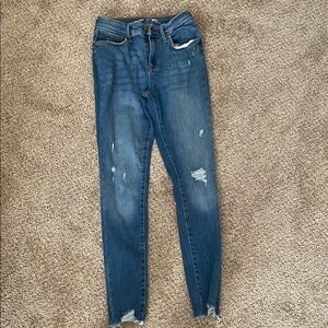 Stylish Blue Distressed Women's Jeans